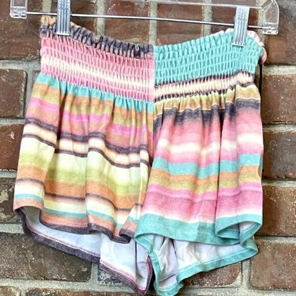 Michael Lauren Revolve Women Pastel Color Stripe Smock Elastic Shorts XSmall NWT - Picture 5 of 7